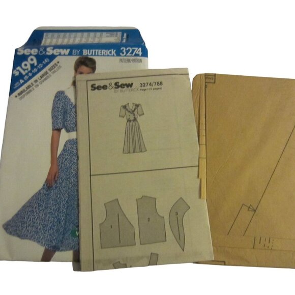 Butterick Women's Vintage Sewing Pattern 3274 Dress Size 6-10-12-14 - Picture 3 of 5